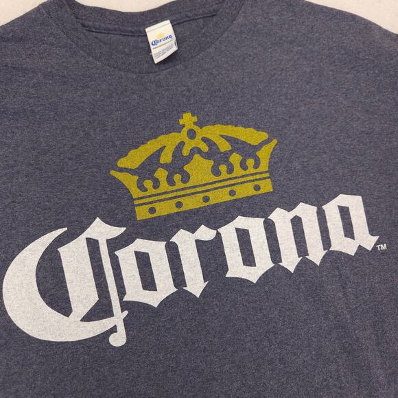 Corona Crew Neck Short Sleeve T Shirt Adult Mens Size Large L Navy Blue - Picture 4 of 9